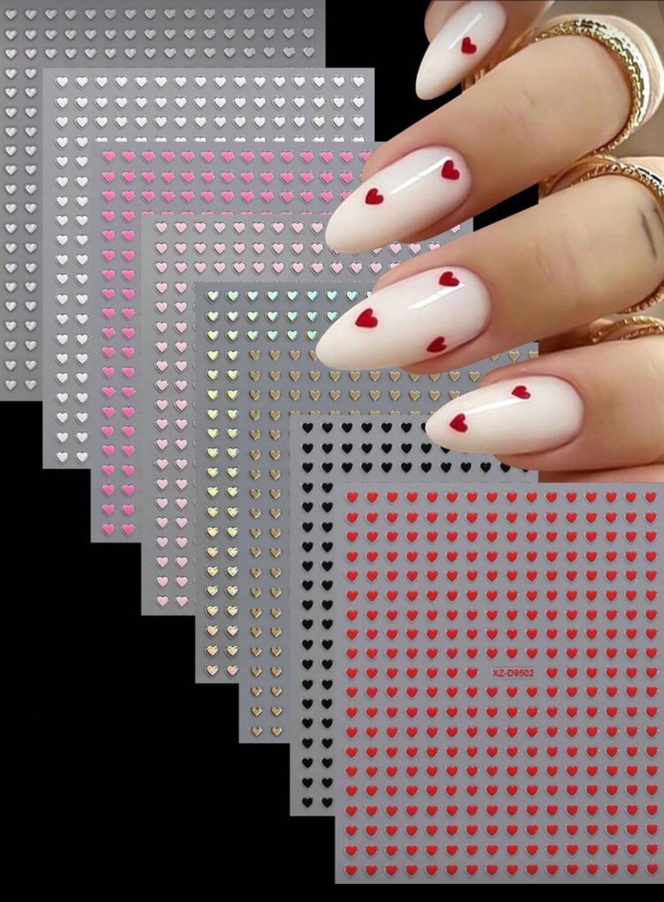 Stickers corazones mini 8 tonos