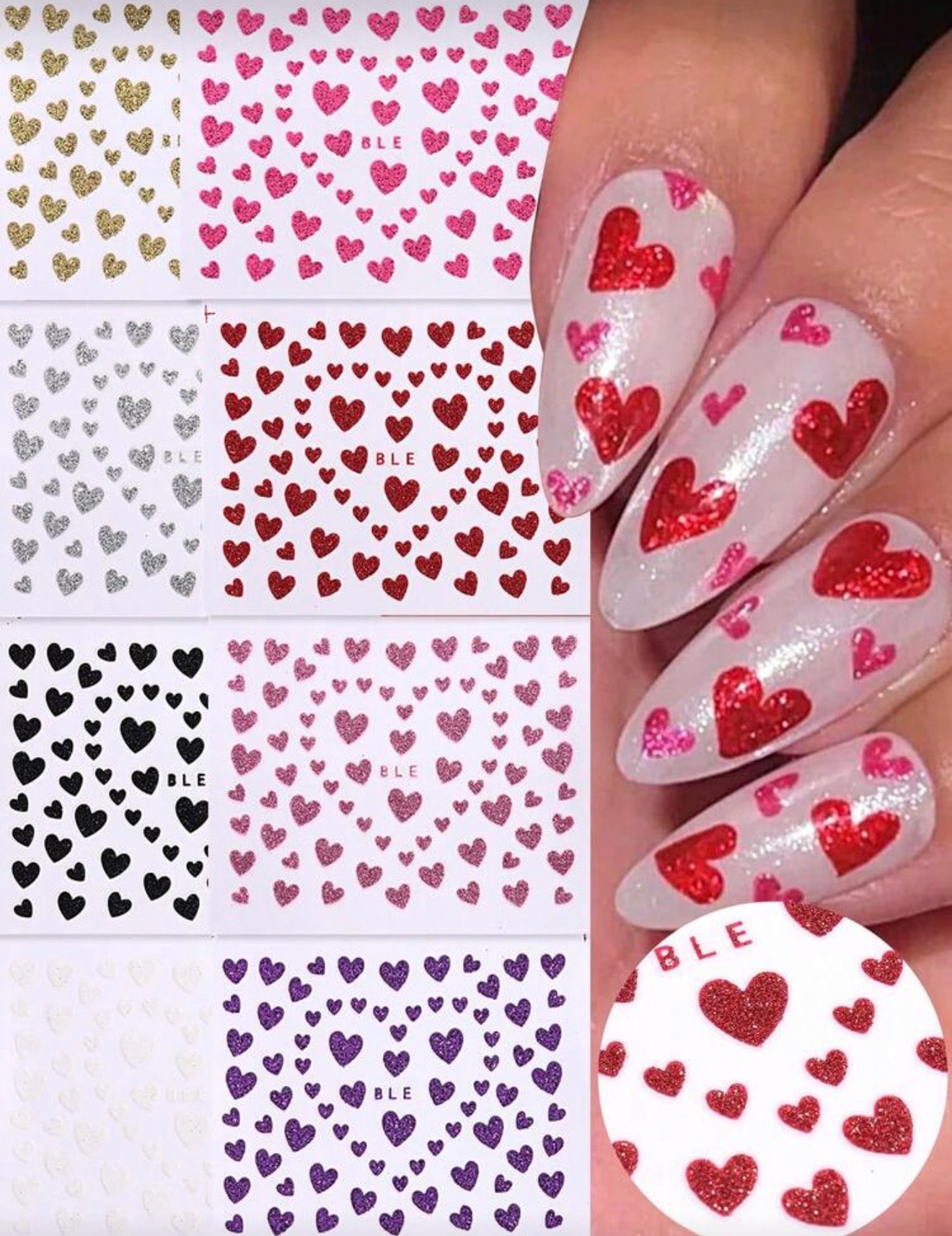 Stickers Corazones brillantes BLE