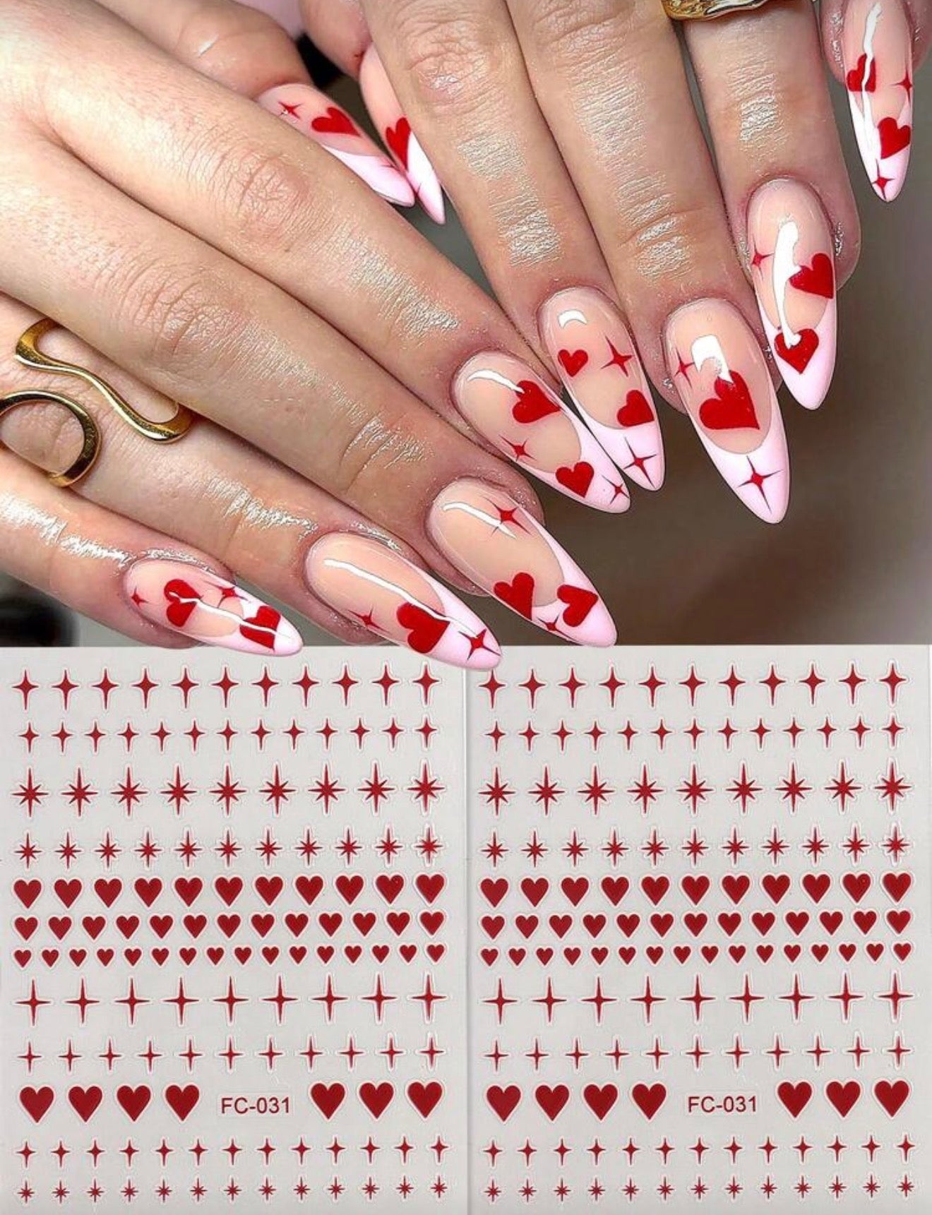 Stickers corazón y estrella rojos FC-031