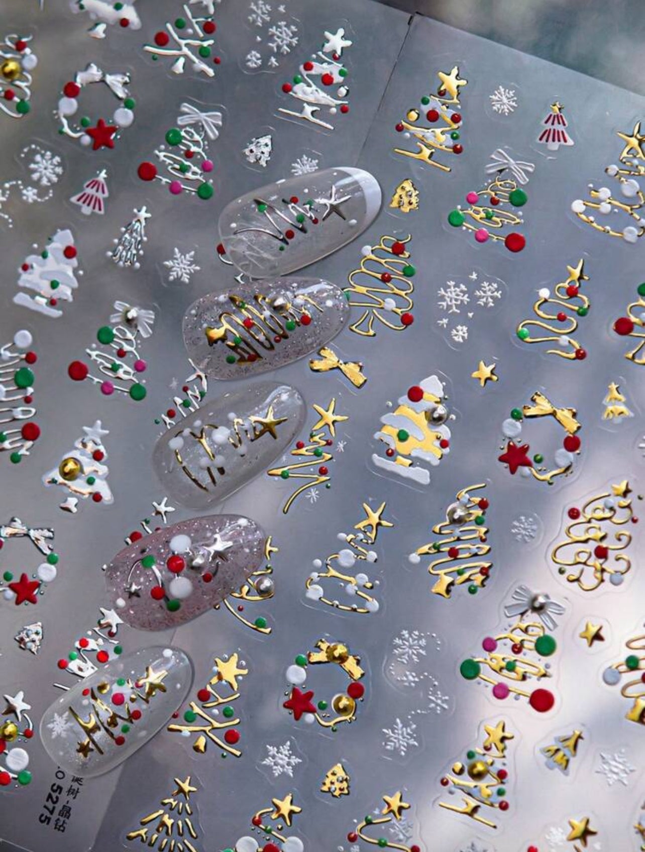 Stickers navideños tricolor dorado