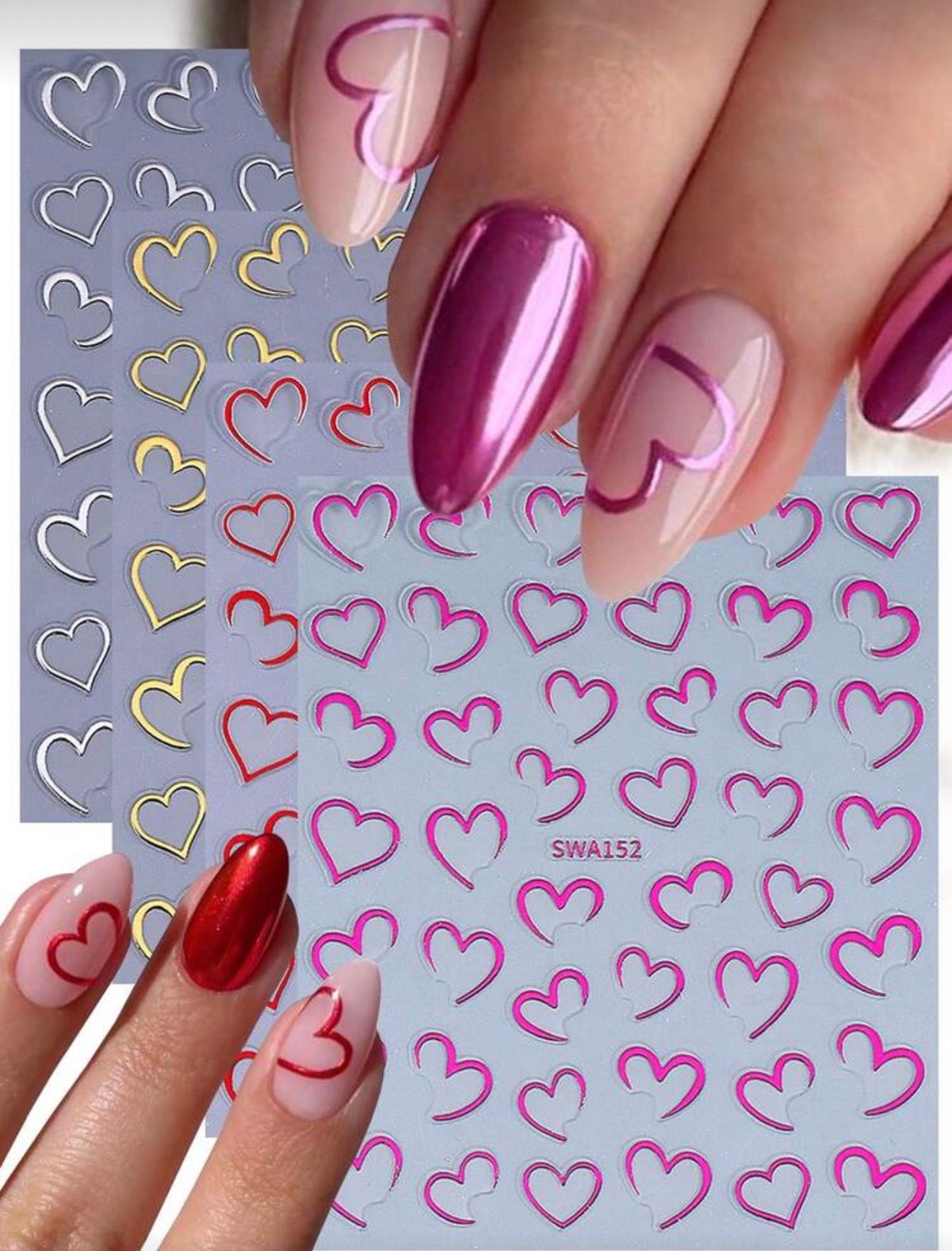 Stickers Metálicos Corazón SWA152