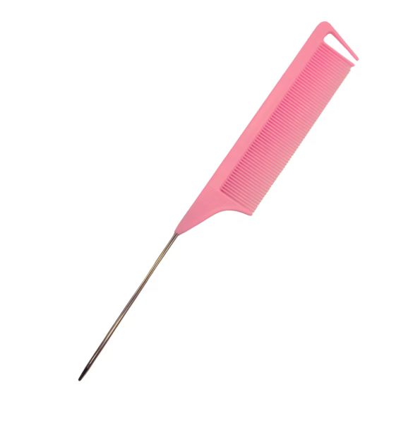 Peine de cola de metal rosa