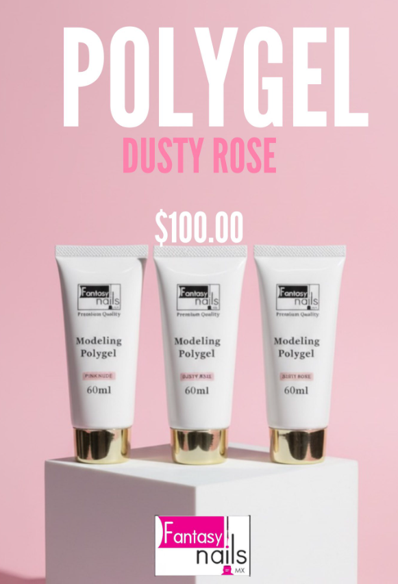 Modeling polygel dark nude fantasy nails