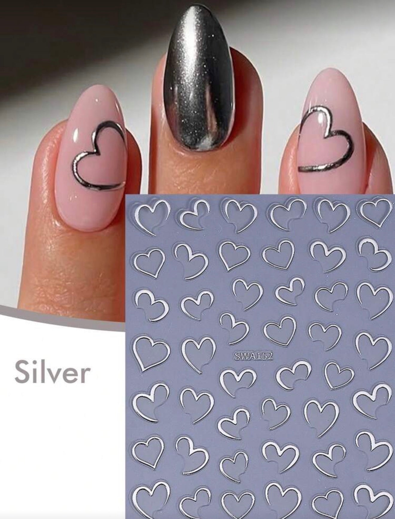 Stickers Metálicos Corazón SWA152