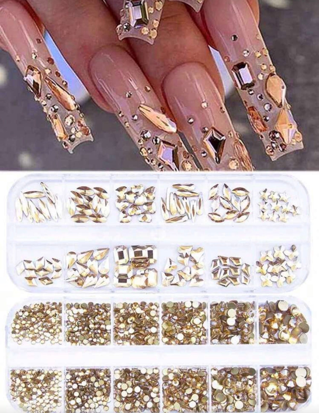 Kit de 2 Cajitas de piedras doradas chicas 12 vacíos