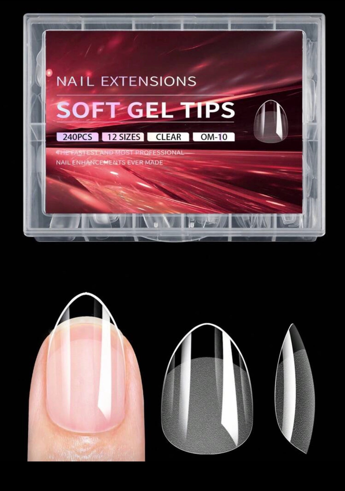 Tips soft gel tips caja roja nail extensions OM-10
