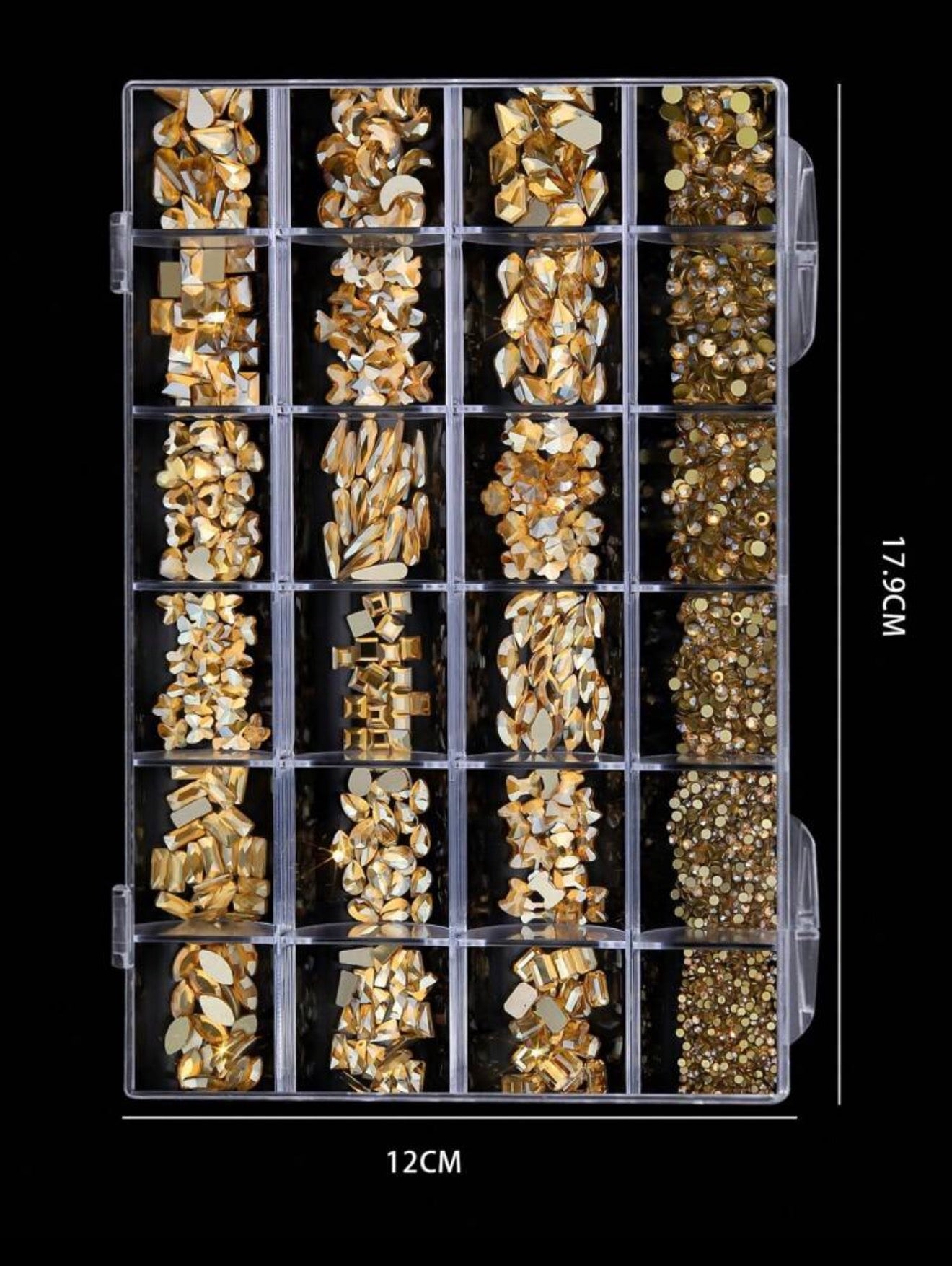 Caja grande de piedras champange doradas nail accesssories kit