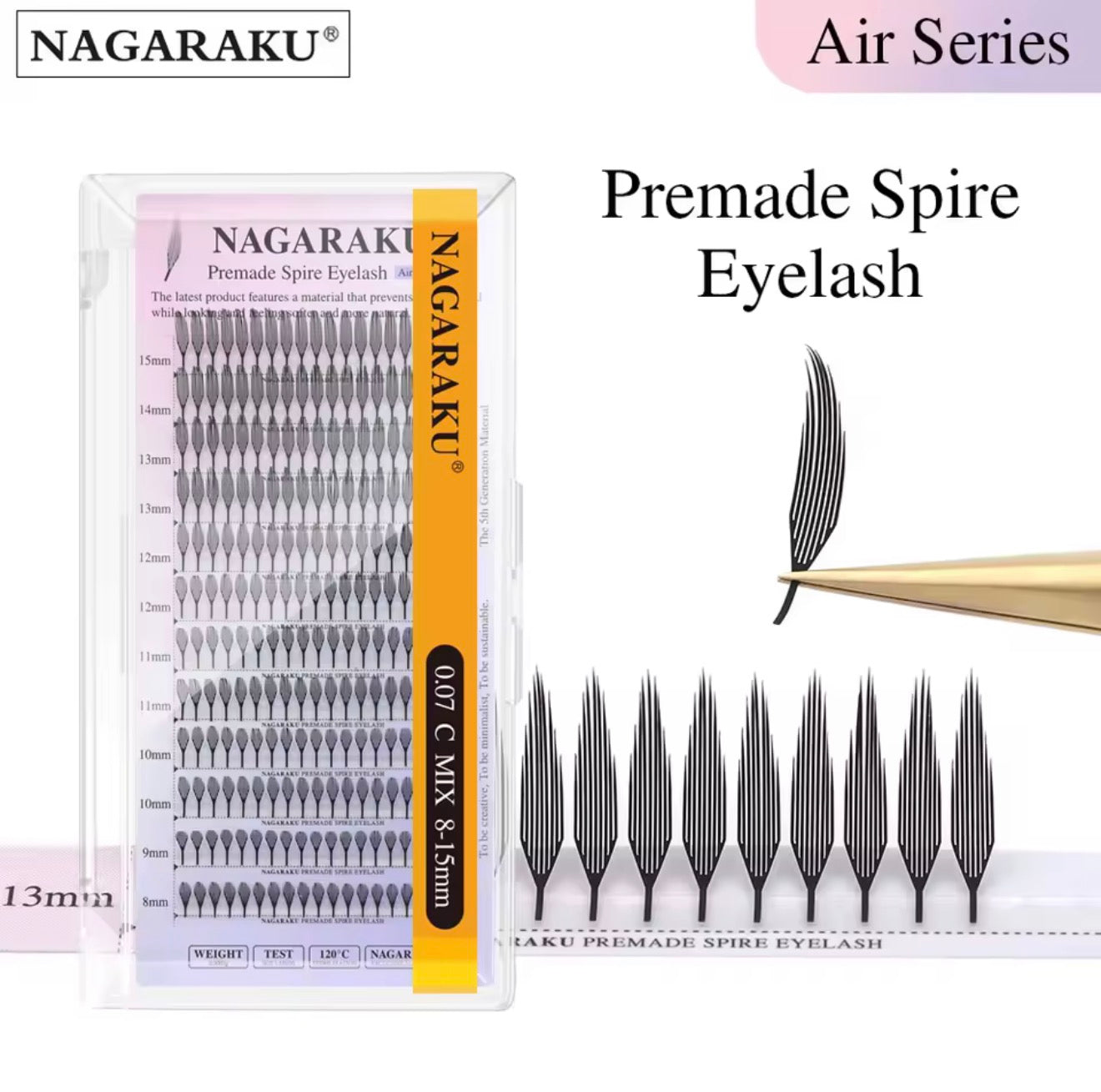 NAGARAKU 0.07D MIX ESPIGAS PREMADE SPIRE EYELASH