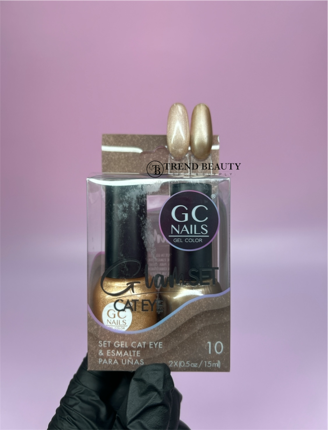 Gc nails 10 set gel cat eye y esmalte para uñas