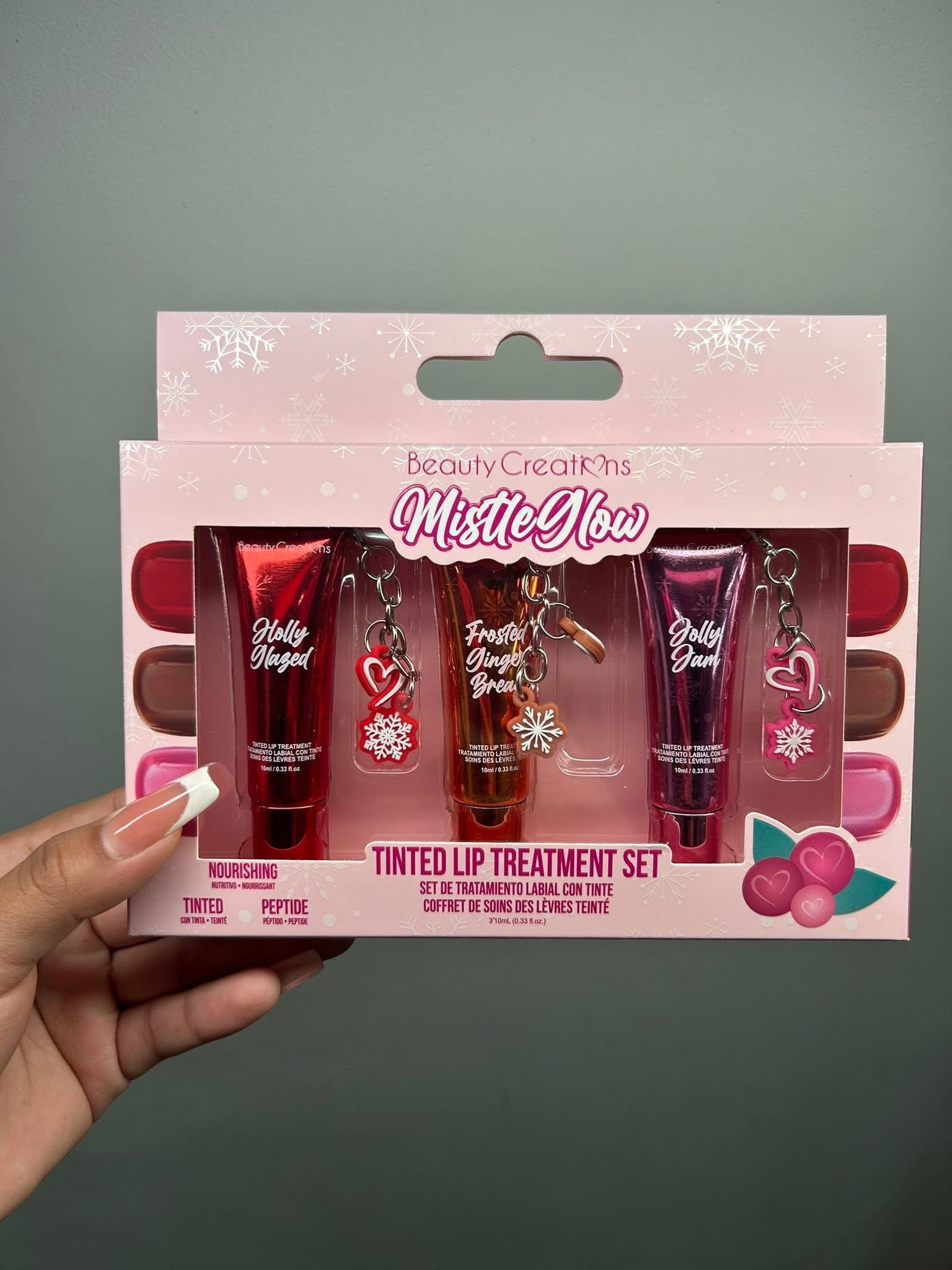 Kit tinted Lip treatment set Beauty creations gloss navideño